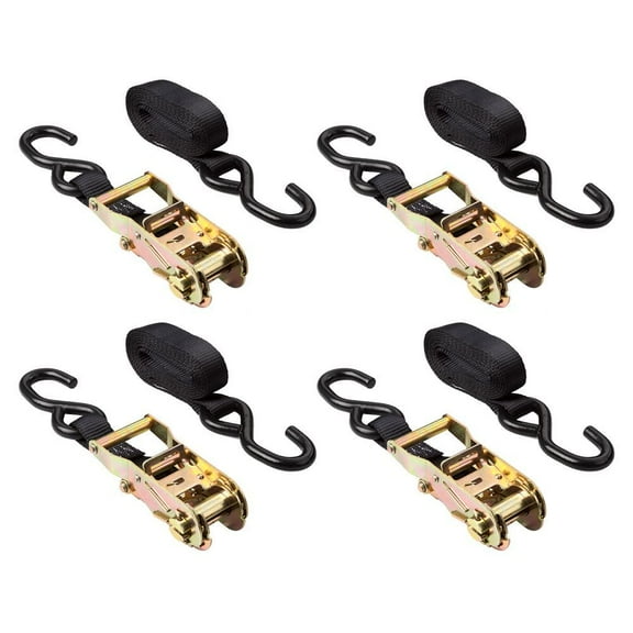 72in Black Motorcycle & ATV Ratchet Tie-down strap set