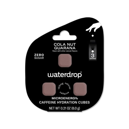Waterdrop Microenergy Nero Kola Nut, Guarana, Blackberry Natural Energy Drink Cubes, 3 Count