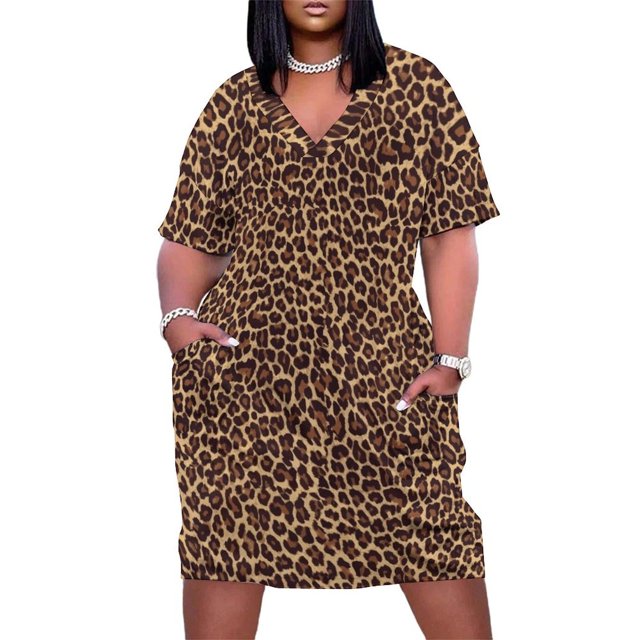 Vestido de leopardo holgado con bolsillos para mujer vestido elegante conjuntos s para mujer