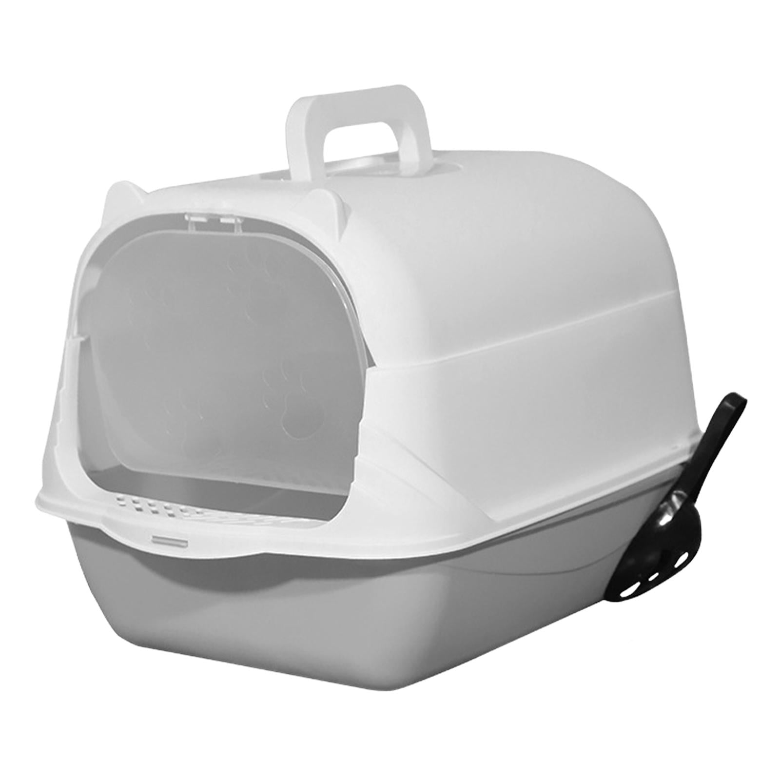 Hooded Cat Enclosed Cat Toilet Reusable Detachable Pet Handheld Gray