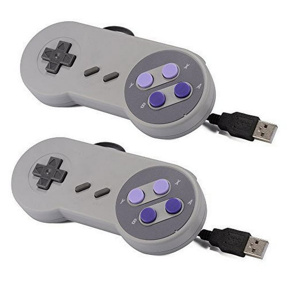 Mars Devices SNES Classic USB Video Game Controller for Windows and Mac, Black, 2 Count