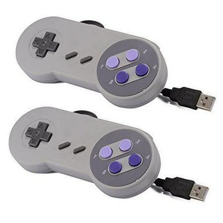 Mars Devices SNES Classic USB Video Game Controller for Windows and Mac, Black, 2 Count