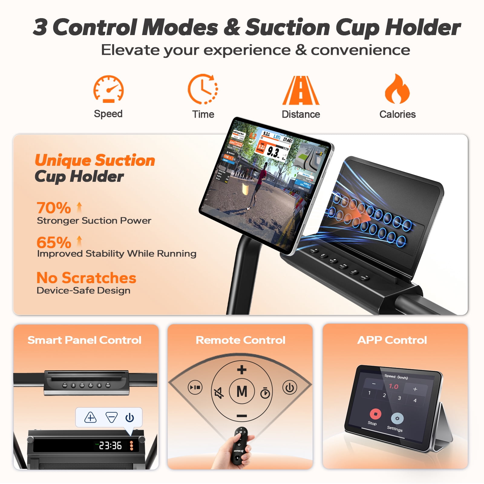 BEROCA Portable Treadmill with Foot Massage, Dual-Side Foldable Treadmill with Incline and Handle, Under Desk Treadmill For Home Office with APP Remote Control LED Display
