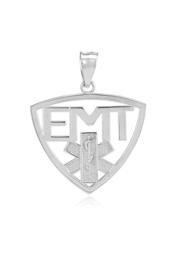 Polished Sterling Silver EMT Emergency Medical Technician Pendant Necklace :  Pendant with 18" chain