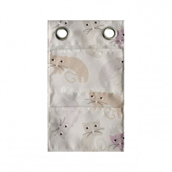 Cat Hanging Pocket Organizer, Kitties in Scandinavian Style Painting Meow Whiskers Feline Love, Printed Polyester Storage Bag with Pockets, 9" x 27", Salmon and Multicolor