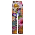 thumbnail image 5 of Floral Sun Butterfly Collage Art Winter Female Pants Flannel High Waist Women Pants Lady Warm Straight Leg Plush Trousers, 5 of 7