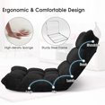 thumbnail image 5 of 14 Position Floor Recliner Chair, Ergonomic Back Support Sleeper Bed, Padded GamingSofa for Adults Living Room Bedroom, Black, 5 of 6