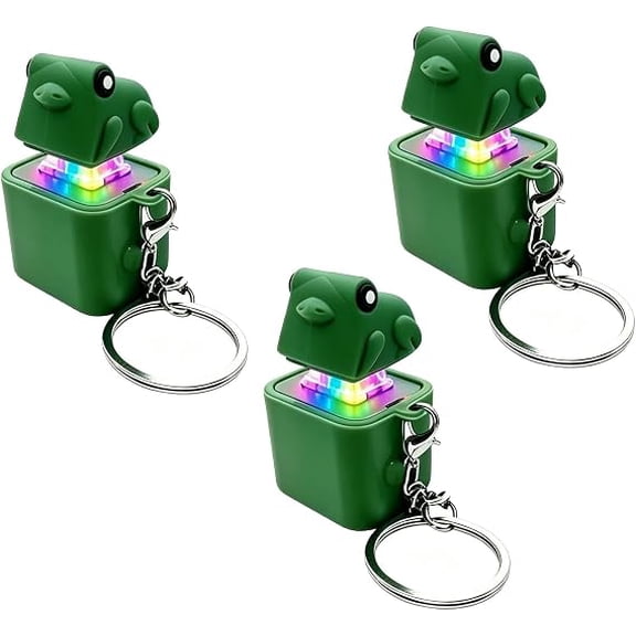 Frog Croaking Keychain, Rechargeable LED Clicker with Lights, Stress Relief Toy