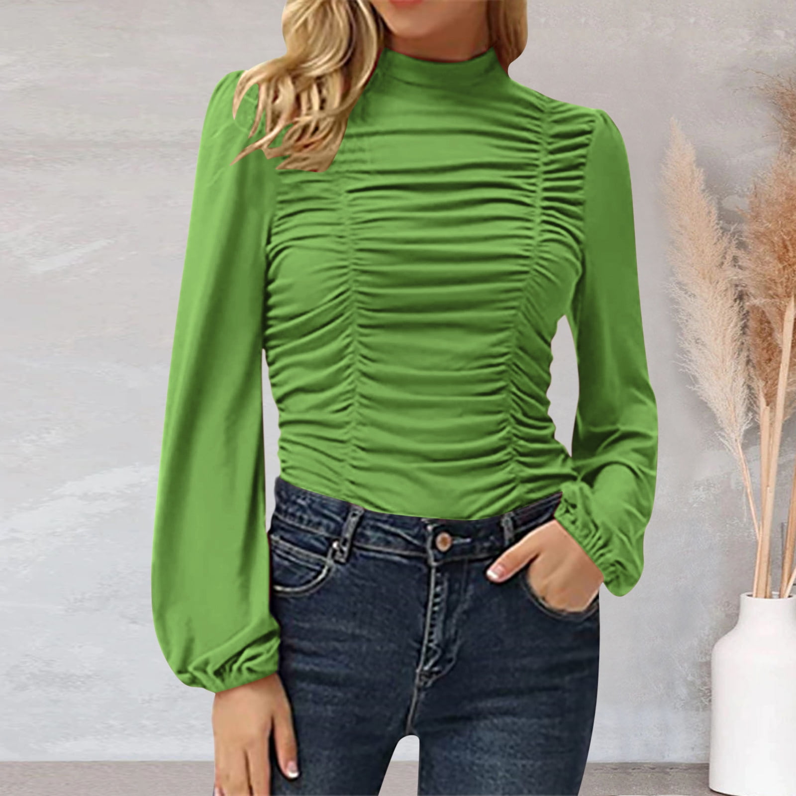 turtleneck chiffon blouse