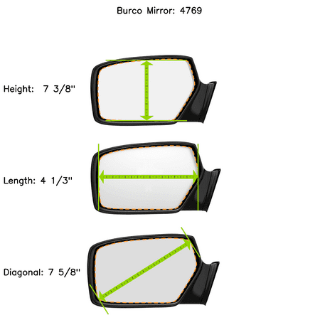 Fits 12-20 Tesla S Left Driver Replacement Mirror Glass Lens Only