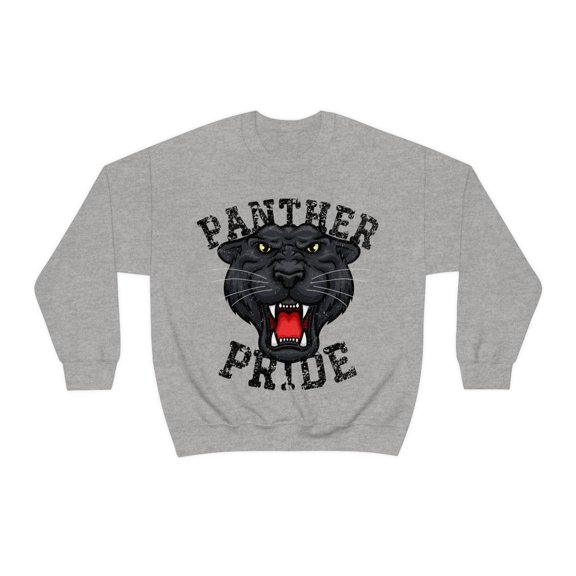 Vintage Panther Mascot Sweatshirt, Panther School Spirit Football Shirt Sport Grey Large