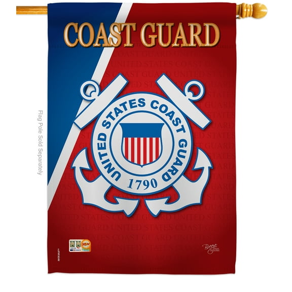 Breeze Decor H108056-BO Coast Guard Americana Military Impressions Decorative Vertical 28" x 40" Double Sided House Flag