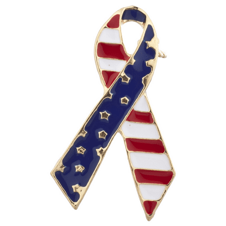 Lux Accessories American Flag Gold Tone Independence Day Ribbon Shape Brooch Pin