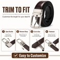 thumbnail image 6 of Men's Reversible Genuine Leather Belt, 1.38" Wide 2-in-1 Dress Belt with 360° Rotating Pin Buckle, Adjustable Business Casual Belt, Blue Brown Coffee, Sizes 33"-43" - TRISJEM, 6 of 7