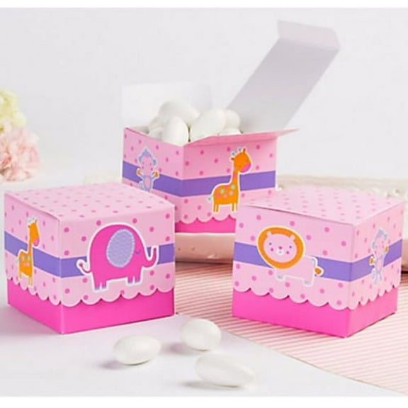 Baby Shower Pink Zoo Animals Favor Boxes (24ct)