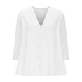 thumbnail image 4 of Taqqpue Womens Button Down Long Sleeve Shirts Casual Solid Color V Neck Cotton Dress T Shirts Loose Fit Work Blouse Tops, 4 of 6