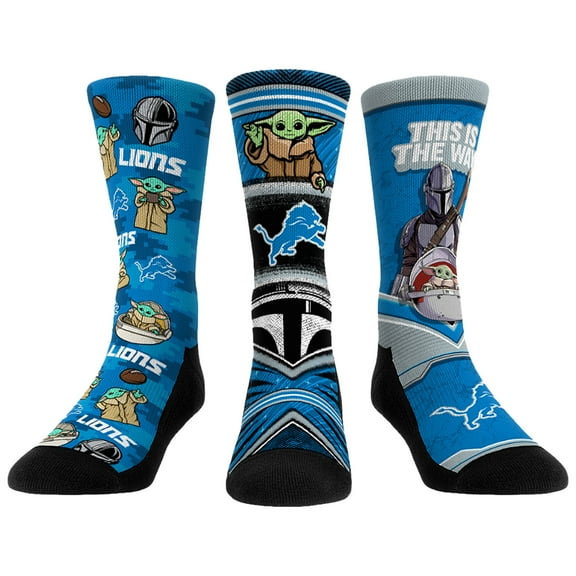 Unisex Rock Em Socks Detroit Lions 3-Pack Mandalorian Crew Socks