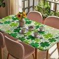 thumbnail image 3 of St. Patrick's Day Table Cloths for 3 Foot Rectangle Tables, Lucky Shamrocks Spring Leaves Retro Plants Patio Waterproof Elastic Fitted Tablecloths, Washable Rectangular Table Cover for Camping, 3 of 8