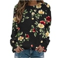 thumbnail image 2 of Ounisa Women's Crewneck Sweatshirts Floral Graphic Printed Pullover Tops Casual Loose Lightweight Long Sleeve Sweat Shirt, 2 of 5