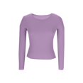 thumbnail image 4 of larppty Long Sleeve Shirts for Women Ribbed Crew Neck Tops 2025 Fall Basic Tees Fitted Tunic Undershirts Clothes (Purple, L), 4 of 6