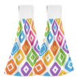 thumbnail image 2 of Geometric Shape Pattern Hand Towels 2 Pack Quick Dry Velvet Soft with Velcro Kitchen Bath 14x18in, 2 of 7