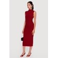 thumbnail image 2 of Women's Mock Neck Side Ruched Sleeveless Midi Dress, 2 of 3