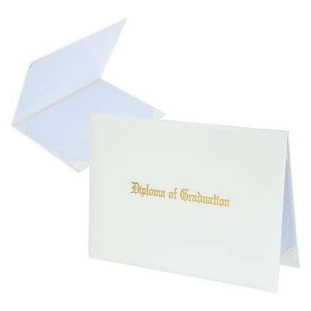 Uxcell Certificate Cover Holders, 2pcs Fits 8.5x11" Paper Graduation Diploma Leatherette Gold Foil Imprint Award Recognition, White