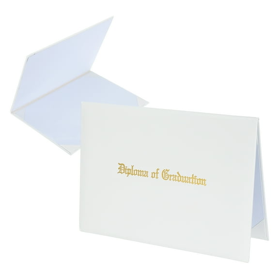 Uxcell Certificate Cover Holders, 2pcs Fits 8.5x11" Paper Graduation Diploma Leatherette Gold Foil Imprint Award Recognition, White
