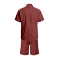thumbnail image 5 of IWRICH Summer 2 Piece Suits for Men Short Sleeve Tuxedo Blazer Wedding Party Jackets and Elastic Waist Shorts Casual Outfits Brick Red XXL, 5 of 7