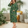 thumbnail image 5 of Yuyamidu Colorful Light Front Zipper Bathrobe for Plus Size Women After Shower Bath Robes Green Long Sleeve Nightgowns Dress Size XL Christmas Robe with Pockets, 5 of 7