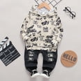 thumbnail image 2 of 2T Baby Boys Clothes Baby Boy 2PCS Outfits 2-3T Boys Letter Print Long Sleeve Hooded Top Jeans Pants Set, 2 of 7