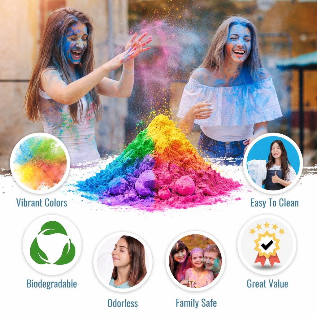 Holi Color Powder Bulk, 48 Pack Color Powder for Fun Run Events, Festivals & Outdoor Activities