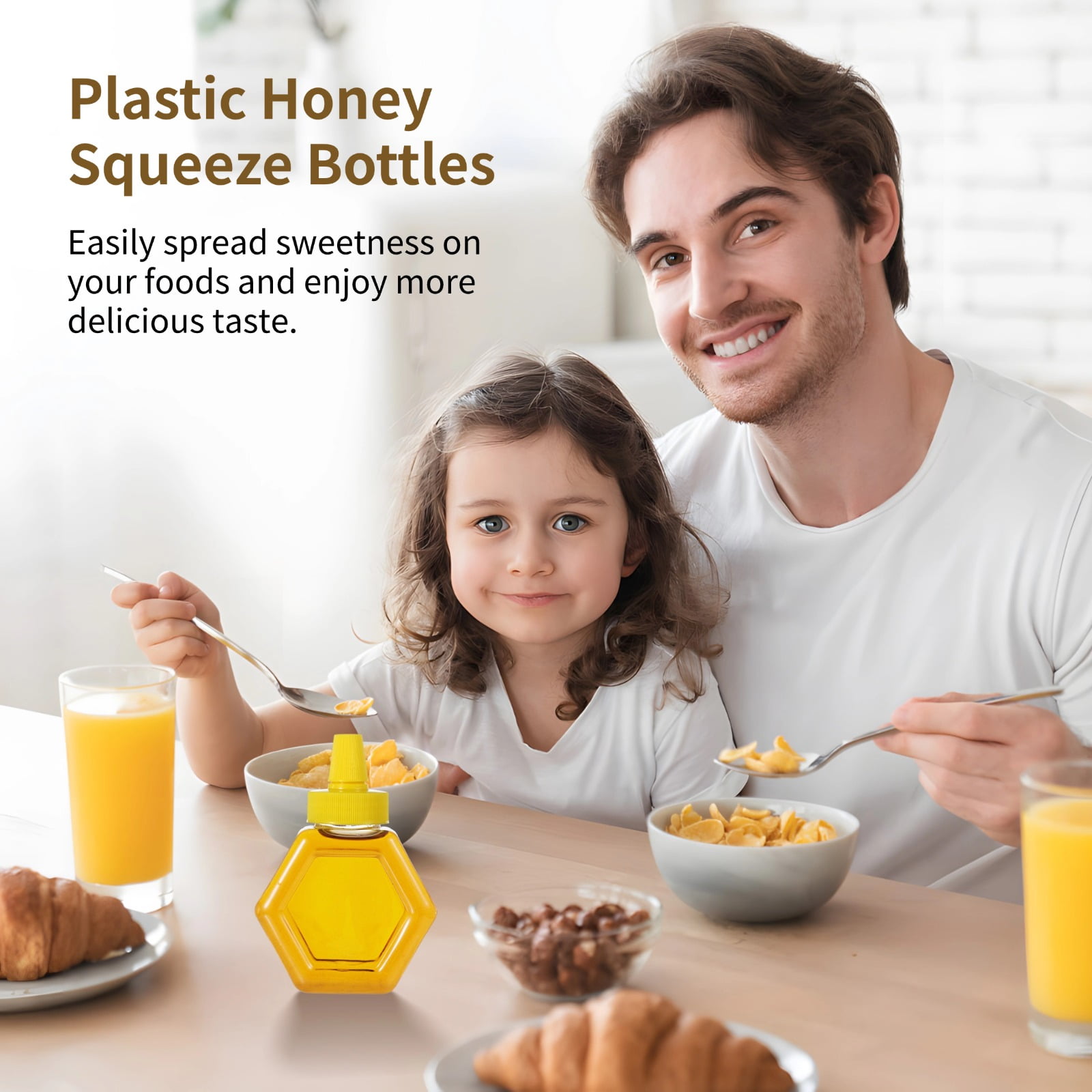 32 Pack 7 oz Honey Squeeze Bottles, Refillable Empty Plastic Bottles with Spout Lids, Condiment Dispensers for Syrup, Sauce, Kitchen & Cafe