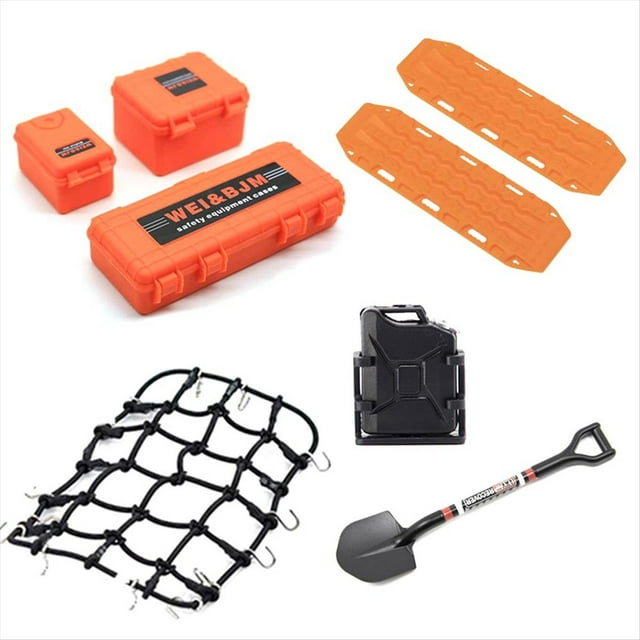 Universal 8 Unids/Set Decoración Simulada Maleta Equipaje Red Pala para TRX4 SCX10 90046 1/10 RC Accesorios de Coche Negro