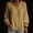 Khaki, variant on Women Solid Crinkle Cotton Linen Blouse, V Neck Gathered Bust Puff Long Sleeve Ruffle Cuff Button Front Loose Casual Top (Brown,S)