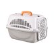 thumbnail image 2 of Bolsa de transporte para mascotas para gatos, caja de plástico portátil aprobada por aerolíneas con asa de mano, contenedor ligero para transporte de mascotas para viajes en coche, negra y gris, 2 of 6