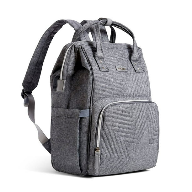 Sunveno Quilted Diaper Backpack Large Capacity Diaper Bag Grey