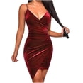 thumbnail image 1 of Vestido ajustado a la cadera con escote en V y sin mangas para mujer Pompotops  ghjkhdj8746, 1 of 9