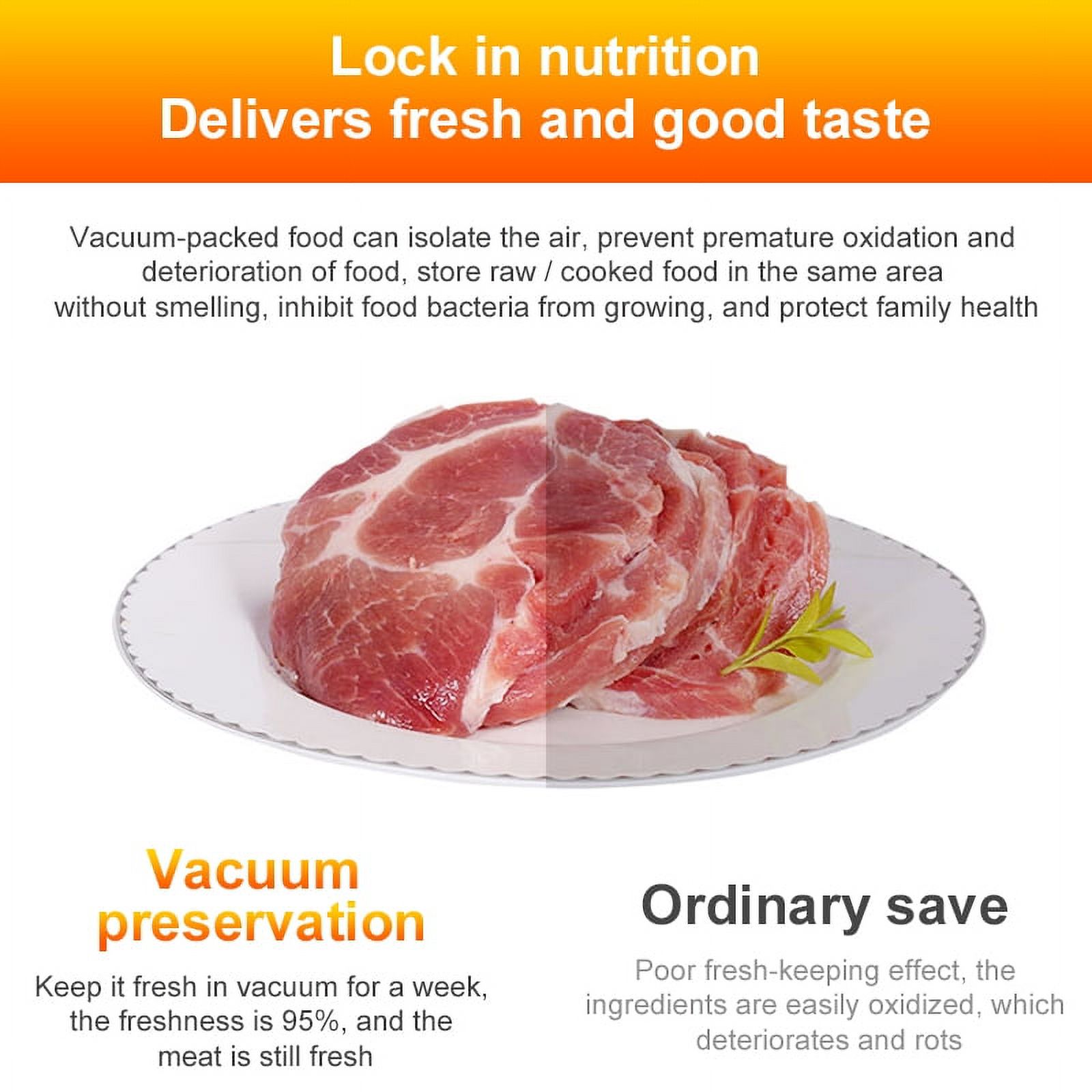 Amerteer Vacuum Sealer Machine, Automatic Food Saver with Air Sealing System, Dry Moist Modes with Low Noise, Food Sealer with 15 Pack Vacuum Sealer Bags
