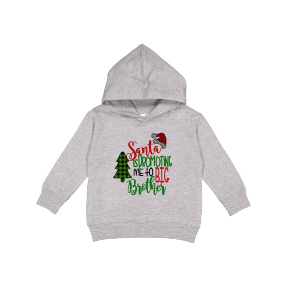 Inktastic Santa is Promoting Me to Big Brother Green Plaid Tree Toddler Hoodie
