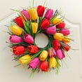 thumbnail image 6 of Nmdmisc 12" Tulip Wreath for Front Door,Spring Summer Silk Wreath with Green Leaves Artificial Tulip Flower Wreaths for All Seasons Window Wall Wedding Mother's Day Decor, 6 of 6