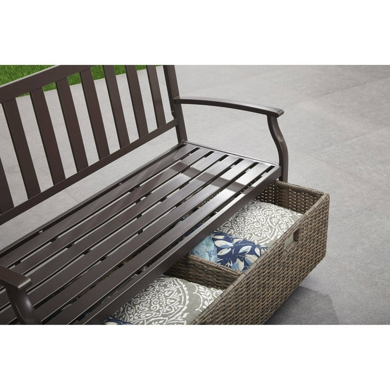 Better homes and gardens camrose farmhouse bench with wicker storage box discount