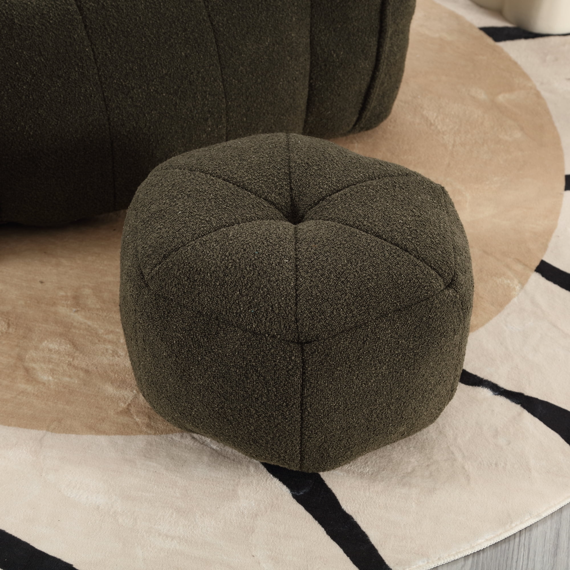 Leumius Soft Bean Bag Chair with High Resilient Foam(Chips)for Living Room and Bedroom,Comfortable Square Lazy Sofa with Footstool for Adults to Gaming, Reading and Watching TV Olive Green