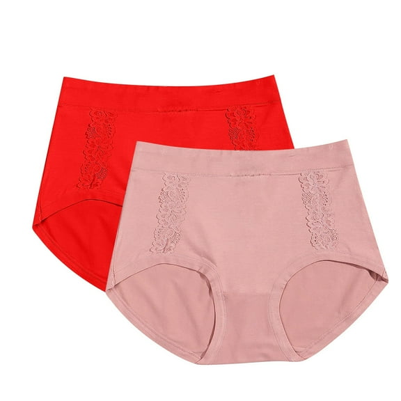 Ruimatai Women's Underwear 2-Pack Mid Waist Breathable Comfortable Plus Size Soft Stretch Spandex Panties