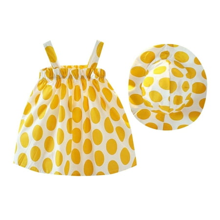 

Romper For Girls Polke Dots Printed Sleeveless Summer Sling Polka With Hat A Line Casual Outing Seaside Play 0 To 5 Y Homewear Soft Fittness Loose Jumpsuits
