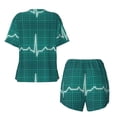 thumbnail image 5 of Naloa ECG Wave Women's Short-Sleeved Pajama Set, Loungewear, Summer pajamas, Breathable Cozy - Large, 5 of 9
