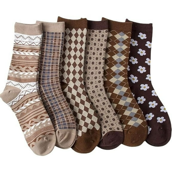 6-Pair Women's Holiday Socks Gift Set, Cozy Stretchy Blend, Classic Plaid & Floral Designs, Crew Socks for Christmas, Birthday & Family Gifts