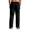 thumbnail image 3 of Men's Linen Pants Lightweight Drawstring Elastic Waist Pockets Loose Fit Straight Legs, 3 of 8
