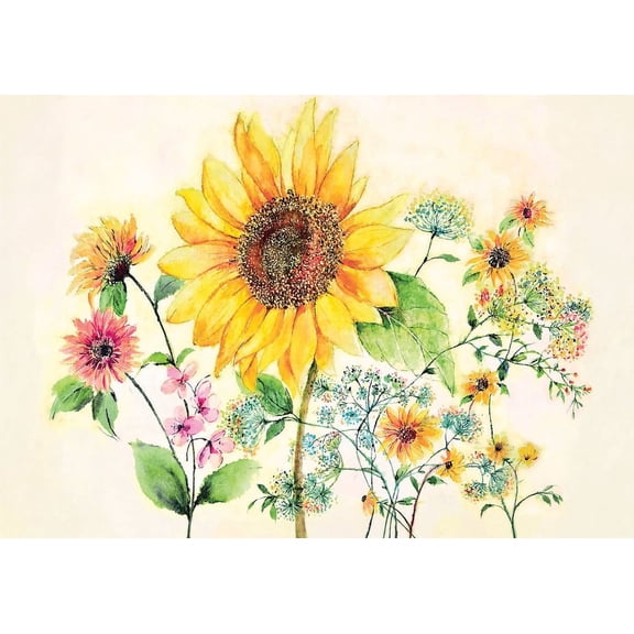 Watercolor Sunflower Note Cards (14 Cards, 15 Self-Sealing Envelopes) (Other)