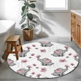 thumbnail image 5 of Cute Elephants Round Rug 4ft Washable Circle Entryway Rugs Non Slip Cartoon Funny Butterflies Pink Area Rug Indoor Floor Carpet for Bedroom Kitchen Living Room Home Office Dining Room Nursery, 5 of 7
